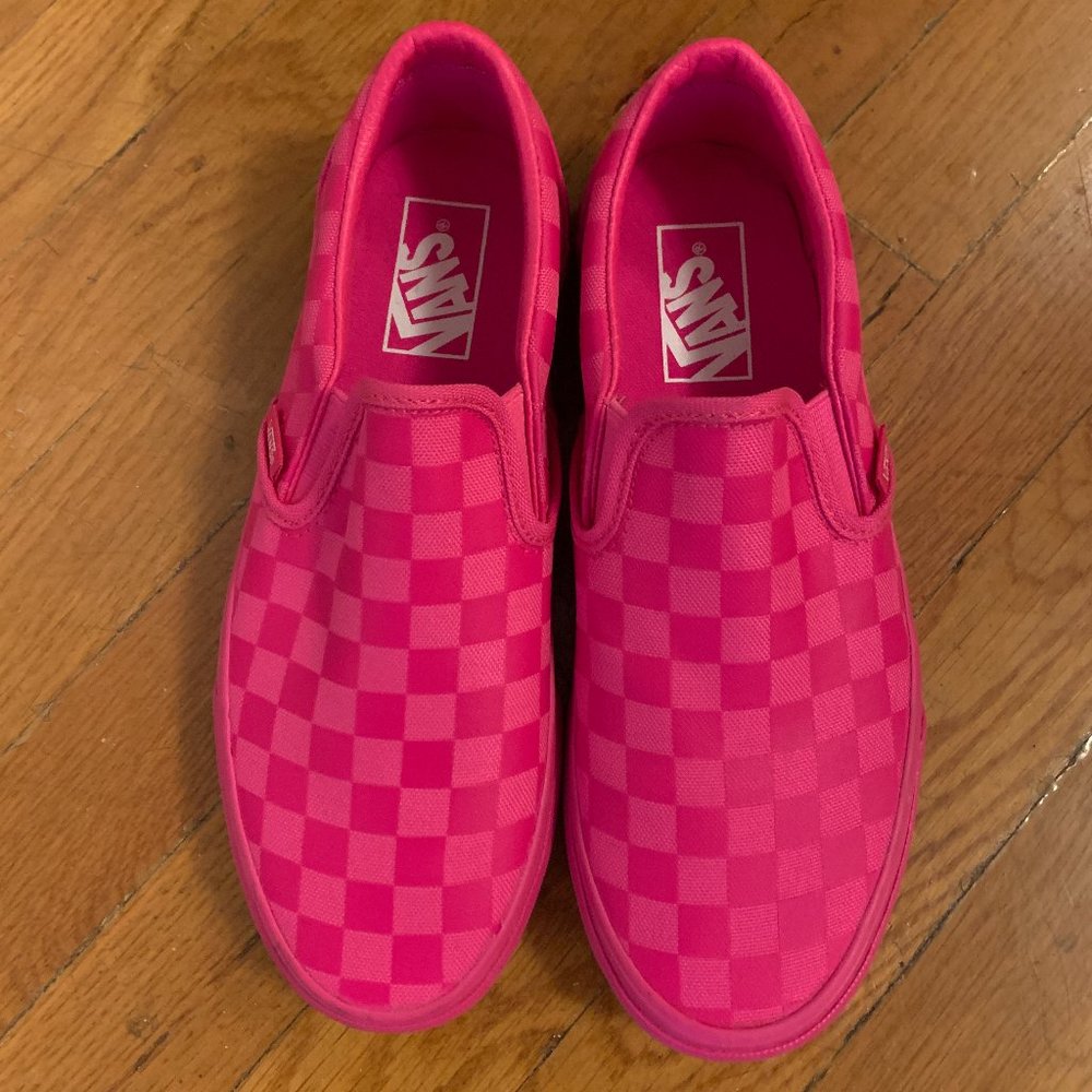 Unworn Fluorescent Pink Vans Slip-Ons Size 7.5